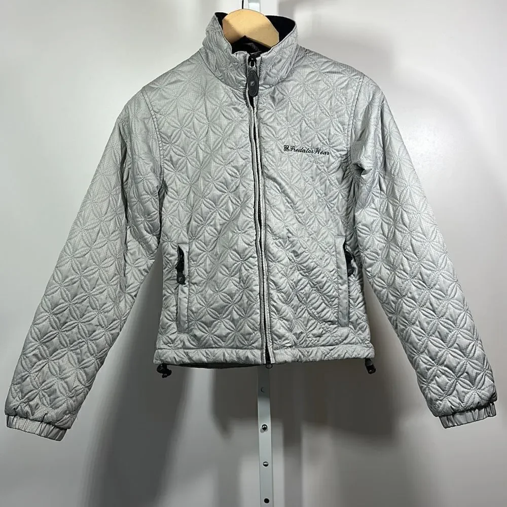 PREDATOR WEAR Women's Lightweight Quilted Zip-Up Coat Jacket Silver Size XS